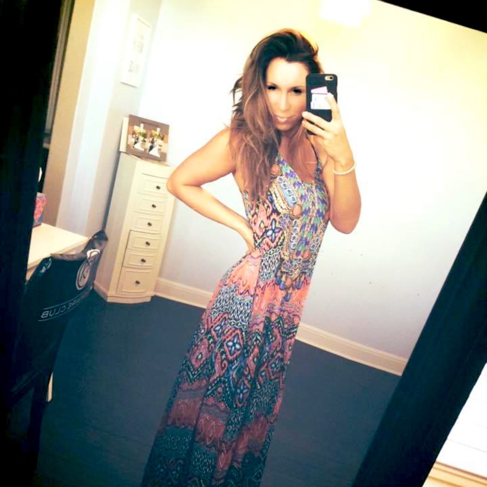 SUMMERTIME TRUE COLOURS by LA MODA Multicolor Embellished Maxi Dress, Size S/M
